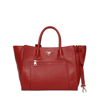 2014 Prada original grainy calfskin tote bag BN2626 red for sale